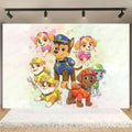 Pink And Blue Paw Patrol Background Dog Graffiti Happy Birthday Party Photography Background Custom Decoration Banner Cartoon