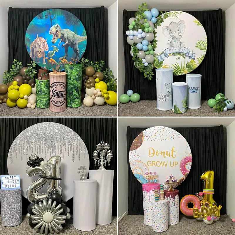 The Paw Patrol Round Backdrop Blue Elastic Circle Baby Shower For Kids Cute Birthday Party Background Cylinder Decoration Props