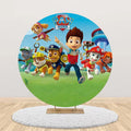 Pink Blue Paw Patrol Theme Girl Boy Birthday Round Background Party Decor Baby Shower Photo Photography Circular Backdrop