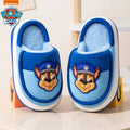 Original Paw Patrol Chase Kids Slippers Plush Fleece-Lined White & Blue Upper 3D Character Badge Soft Non-slip Sole Ultra-Warm