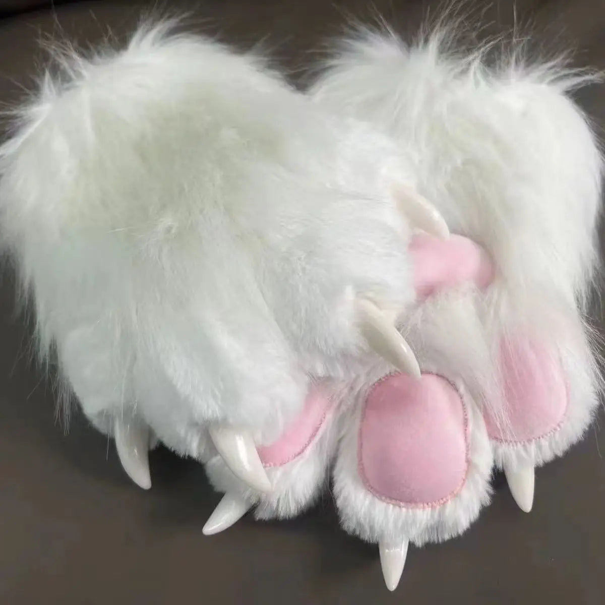 Furry Paw Gloves Squeaky Animal Claws with Nails Soft Plush Cute for Cosplay Fursuit Halloween Party